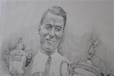 Original Gene Sarazen 'Grand Slam' Pencil on Paper Study Sketch by Artist Robert Fletcher