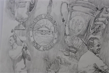 Original Gene Sarazen 'Grand Slam' Pencil on Paper Study Sketch by Artist Robert Fletcher