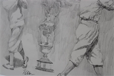 Original Gene Sarazen 'Grand Slam' Pencil on Paper Study Sketch by Artist Robert Fletcher