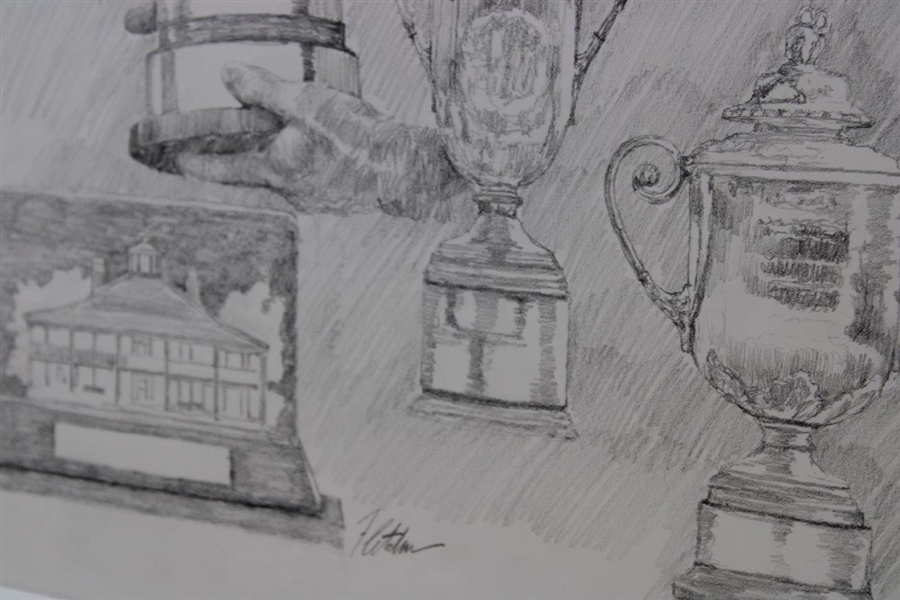 Original Jack Nicklaus 'Grand Slam' Pencil on Paper Study Sketch by Artist Robert Fletcher