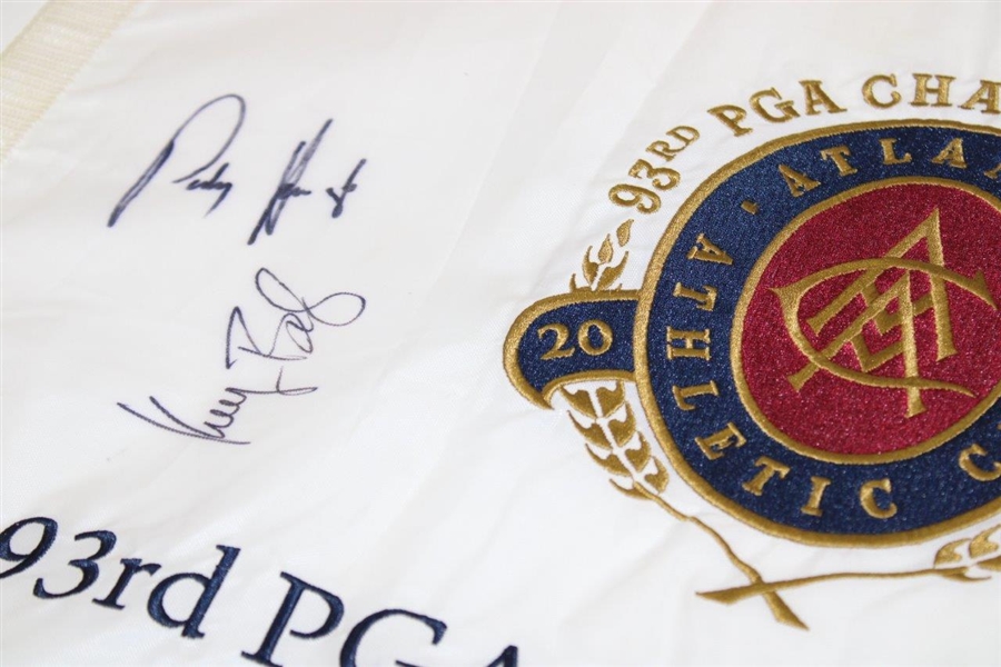 Bradley, Harrington & Toms Signed 2011 PGA at Atlanta Athletic Club Flag JSA #VV50060