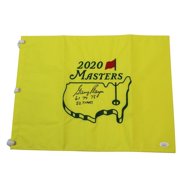 Gary Player Signed 2020 Masters Embroidered Flag with Years Won & '52 Times' JSA #QQ27912