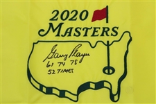 Gary Player Signed 2020 Masters Embroidered Flag with Years Won & '52 Times' JSA #QQ27912