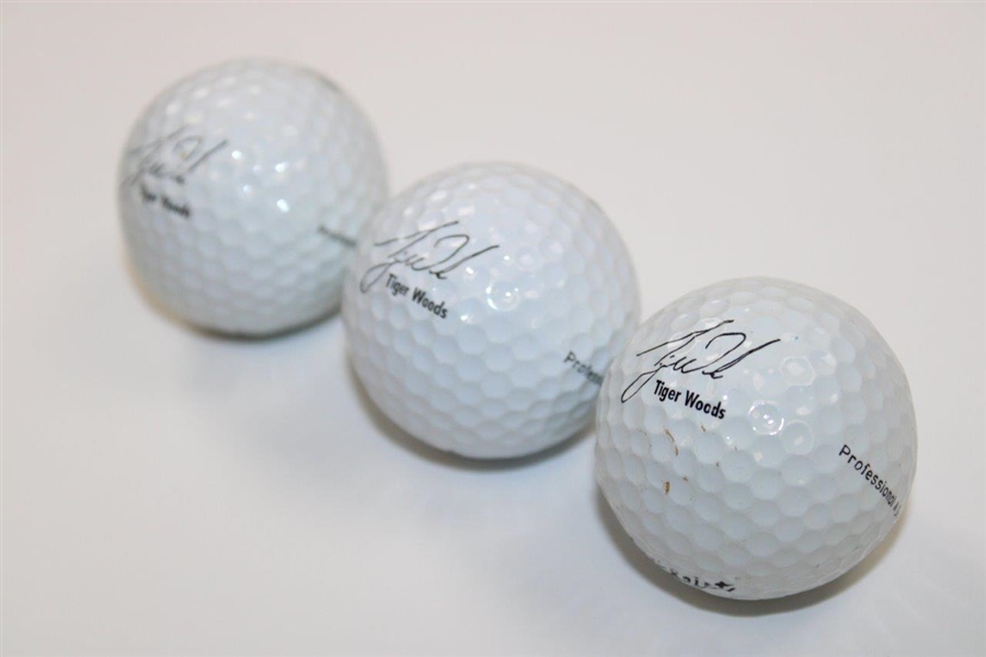 Three (3) Tiger Woods Facsimile Signature American Express Titleist Golf Balls