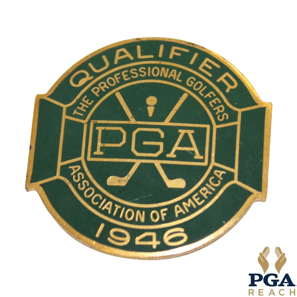 1946 PGA Championship at Portland CC Contestant Badge - Ben Hogan Winner