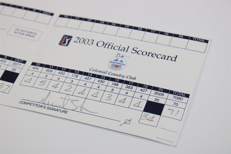 Annika Sorenstam's First Woman in 50yrs To Play PGA Tour Event Rd 1 Official Scorecard - 2003 Colonial