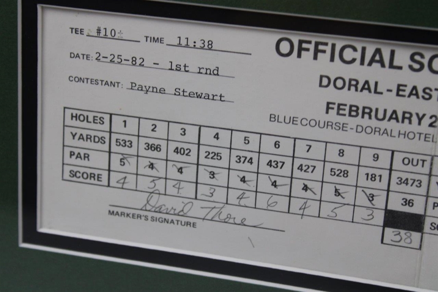 Payne Stewart Signed & Used Doral-Eastern Open Scorecard w/Photo - Framed JSA ALOA