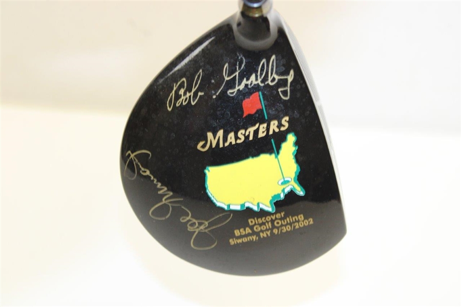 Bob Goalby & Joe Inman Jr. Signed 2002 Masters Logo Mini-Driver - BSA Golf Outing JSA ALOA