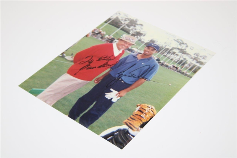 Tiger Woods & Sam Snead Dual Signed 8x10 Color Photo JSA ALOA