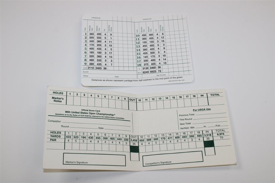 Augusta National Golf Club & 1996 US Open at Oakland Hills Scorecards