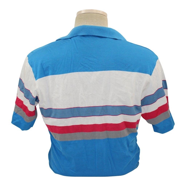 Chi-Chi Rodriguez's Personal Blue w/Red, White & Gray Stripes Golf Shirt with Toyota Sponsor - Medium