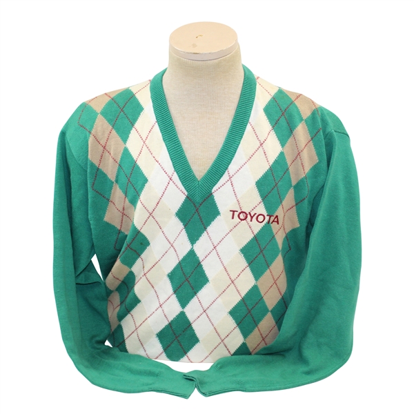 Chi-Chi Rodriguez's Personal V-Neck Long Sleeve Size M Jack Nicklaus Argyle Sweater with Toyota Sponsor