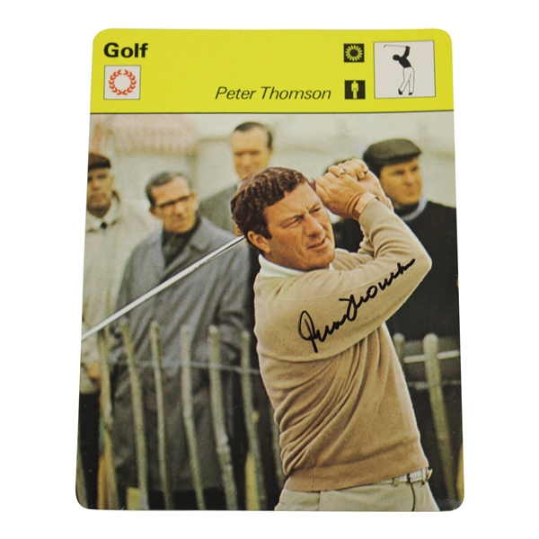 Peter Thomson Signed 'Champion of the Small Ball' 1977 Photo Colorsport Card JSA ALOA