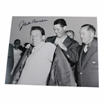Jack Burke Signed B&W Photo Receiving Green Jacket from Middlecoff with Jones JSA ALOA