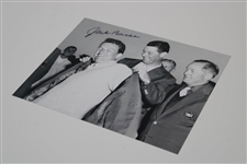 Jack Burke Signed B&W Photo Receiving Green Jacket from Middlecoff with Jones JSA ALOA