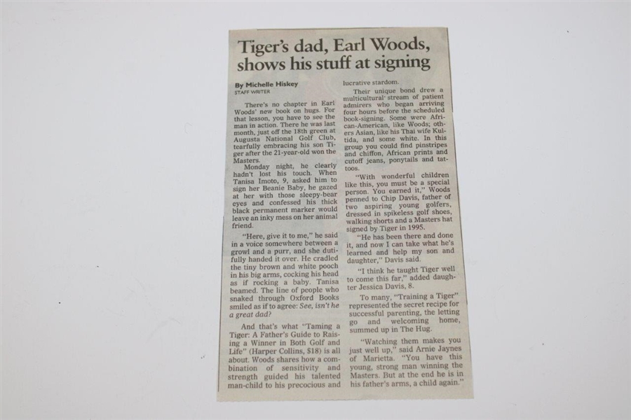 Earl Woods Signed 1997 'Training A Tiger' Book by Earl Woods JSA ALOA