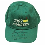 Gary Player Signed 2002 Masters Green Hat w/Years Won & 52 Times JSA #AH61363