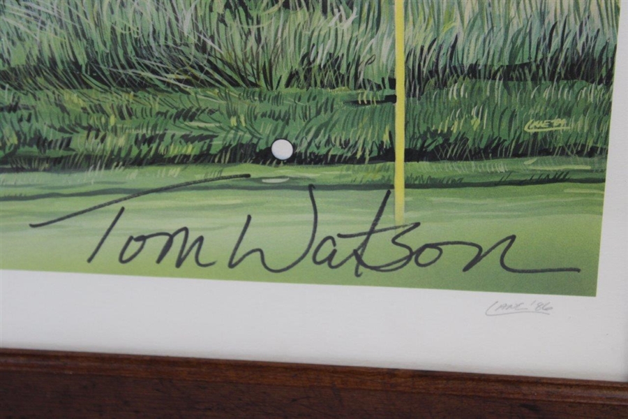 Tom Watson Signed US Open at Pebble Beach 17th Chip Ltd Ed Print 25/250 - Framed JSA ALOA