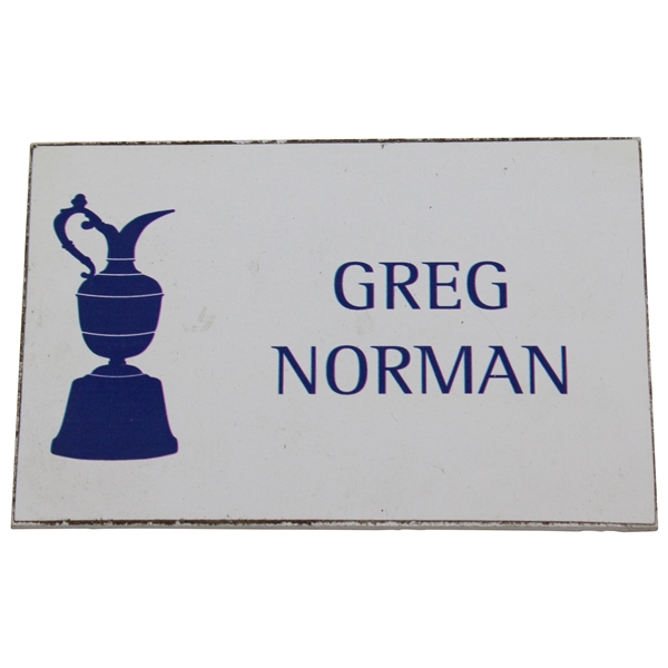 Greg Norman Locker Room Name Plate From British Open - Past Champ