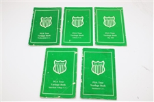 Five (5) Official PGA Tour Yardage Guides From Various Tournaments Incl. Memorial & Pinehurst