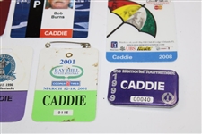 Twelve (12) Different Caddie Badges w/Majors & Season Long Badges Included