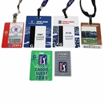 Six (6) Different Caddie Guest Badges w/Majors & Season Long PGA Tour Badges