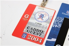 Six (6) Different Caddie Guest Badges w/Majors & Season Long PGA Tour Badges