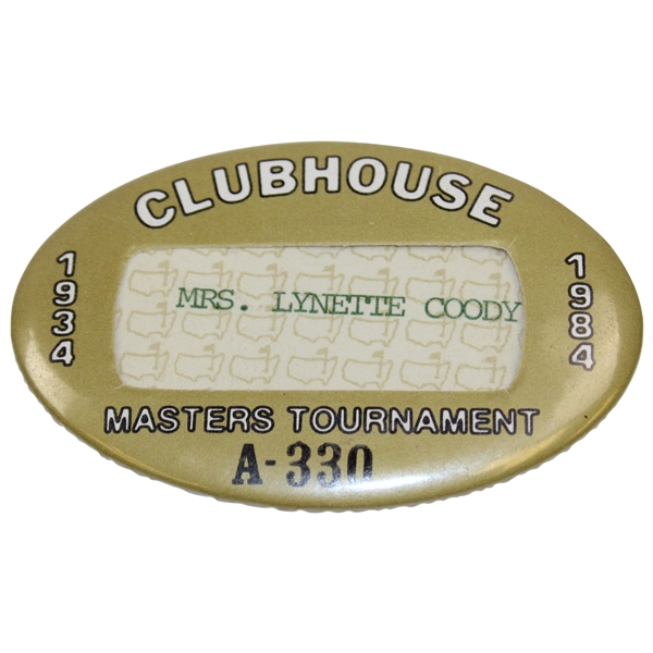 1984 Masters Tournament Clubhouse Badge #A-330 - Lynette Coody