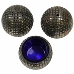 Golf Condiment Set w/Salt, Pepper & Mustard Pot Golf Balls by Sheffield E.P.N.S.