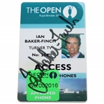 Ian Baker-Finch Signed 2008 Open Championship Turner TV Access Badge JSA ALOA