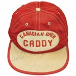 Arnold Palmer & Gary Player Signed Vintage Canadian Open Caddy Red/Tan Hat JSA ALOA
