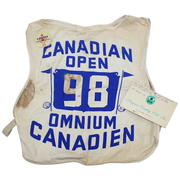 1964 Canadian Open Caddy Bib with Scorecard & Caddie Badge #98