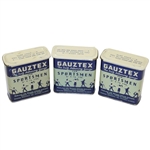 Gauztex Tape Cardboard Countertop Display Box w/3 Unused Gauztex Tins