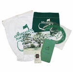 1988 Masters Ydg Book, Caddie Badge, Cadillac Official Car Sticker, Range Bag & Menu