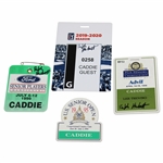 Four (4) Ralph Hackett Signed Senior Tour Caddie Badges 