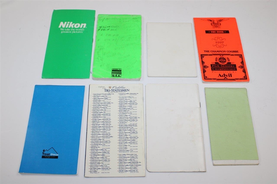 Lot of Eight (8) Signed Ralph Hackett Yardage Books/Player Guides 