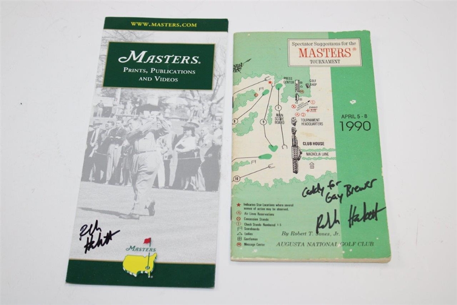 Lot of Six (6) Ralph Hackett Signed Masters Items And 2 Caddie Badges 
