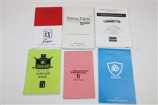 Lot of Six (6) Yardage Books/Greens Guide & Pete Dye Signed Golf Ball 