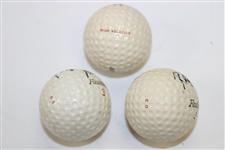 Three (3) Trevino Caddy Ralph Hackett Signed Trevino MVP Logo Golf Balls w/'97-'01 
