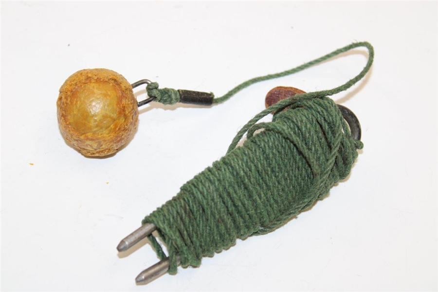 Vintage Golf Ball Practice Tool - Ball with String Connected to Stake