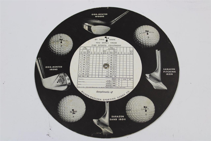 Wilson Advertisement Of Golf Clubs On Back The Roto Chart For Golfers 1934 