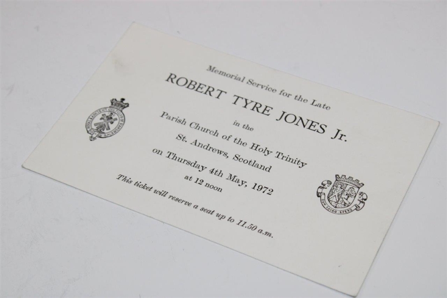 Memorial Services at St. Andrews For The Late Robert Tyre Jones Program & Ticket