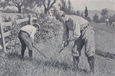 Framed Vintage A. B. Frost Print Tournament Day The Lost Ball Times Almost Up