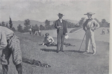 Framed Vintage A. B. Frost Print Tournament Day The Lost Ball Times Almost Up