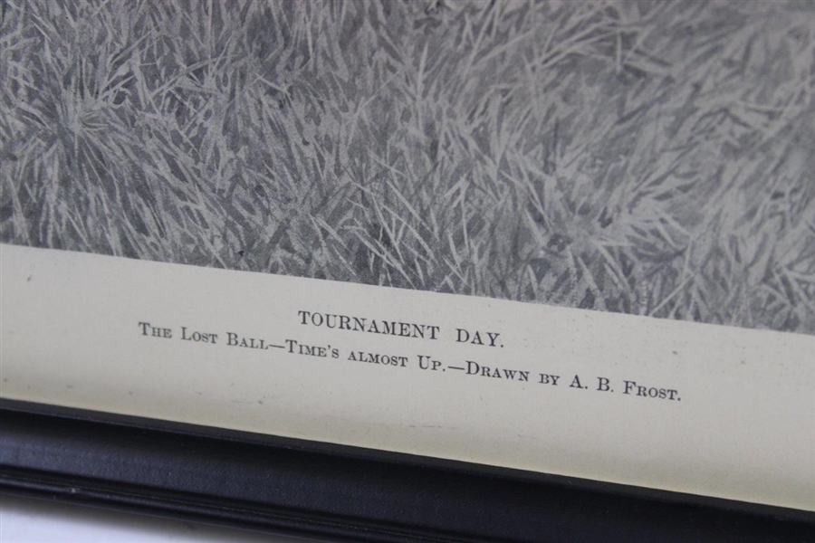 Framed Vintage A. B. Frost Print Tournament Day The Lost Ball Times Almost Up