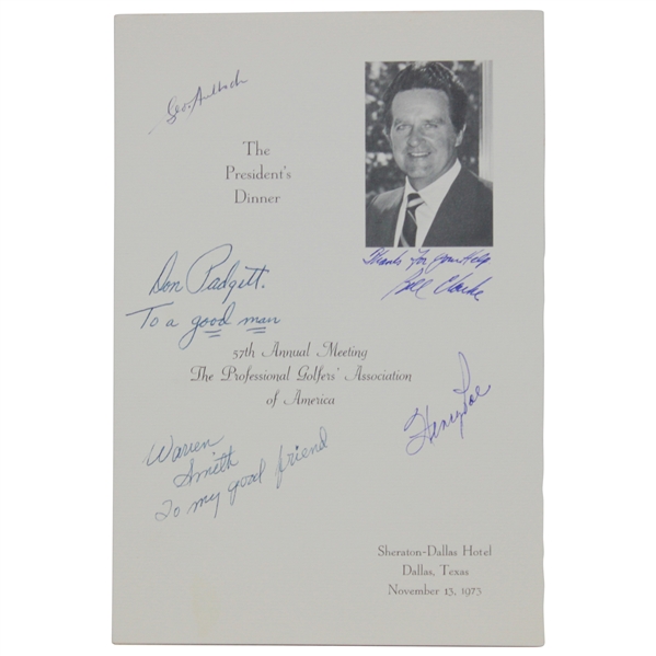 Warren Orlick's 1973 President's Dinner Menu W/ Autographs