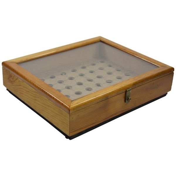 18 X 15 Hinged Wooden Box With Glass Top To Display 48 Golf Balls