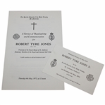 Memorial Services at St. Andrews For The Late Robert Tyre Jones Program & Ticket