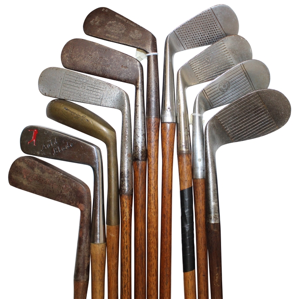 Eleven (11) Various Wood Shaft Irons & Putters