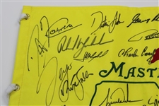 Tiger Woods, Jack Nicklaus & 29 Masters Champs Signed Undated Masters Flag JSA ALOA